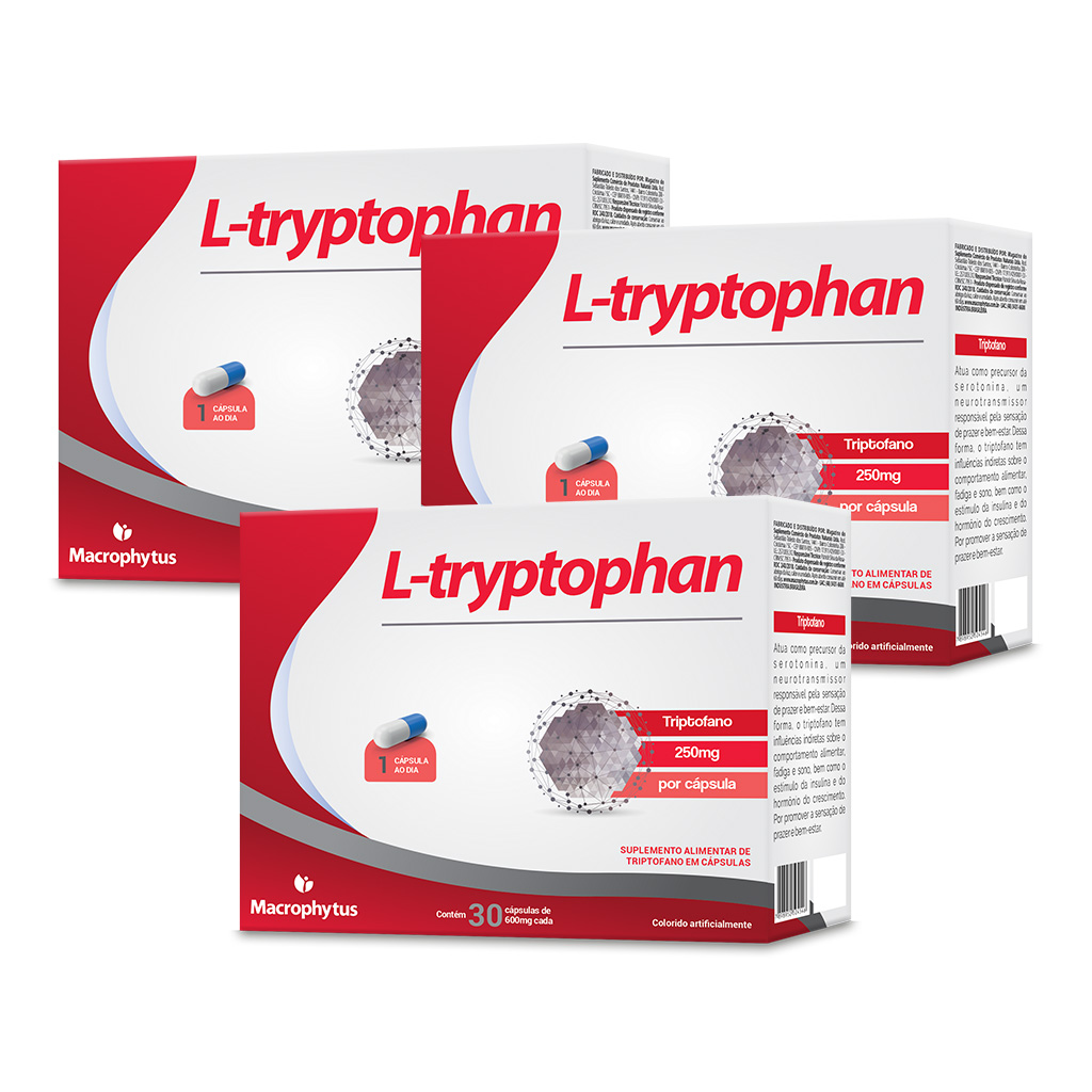 Kit 3 L-tryptophan 30 cápsulas (triptofano)