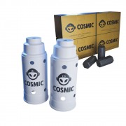 kit Carvão de Coco 1kg Longa Duração e 02 Abafador Branco Grande em Alumínio - Cosmic