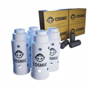 kit Carvão de Coco 1kg Longa Duração e 04 Abafador Branco Grande em Alumínio - Cosmic