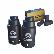 kit Carvão de Coco 250g Longa Duração e 02 Abafador Preto Pequeno/Médio em Alumínio - Cosmic