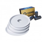 kit Carvão de Coco 250g Longa Duração e 04 Prato Branco  em Alumínio - Cosmic