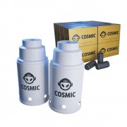kit Carvão de Coco 4kg Longa Duração e  02 Abafador Branco Pequeno/Médio em Alumínio - Cosmic
