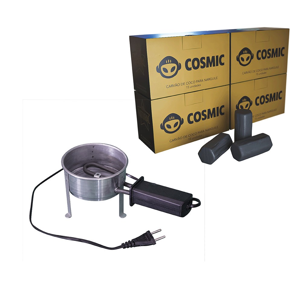 Kit Acendedor Fogareiro Elétrico 110V e Carvão de Coco 250g - Cosmic