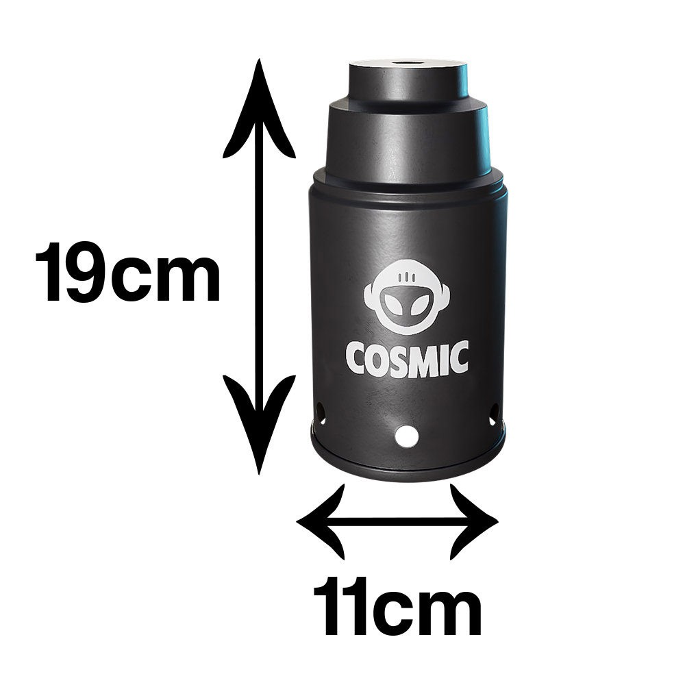 kit Carvão de Coco 1kg Longa Duração e 02 Abafador Preto Pequeno/Médio em Alumínio - Cosmic