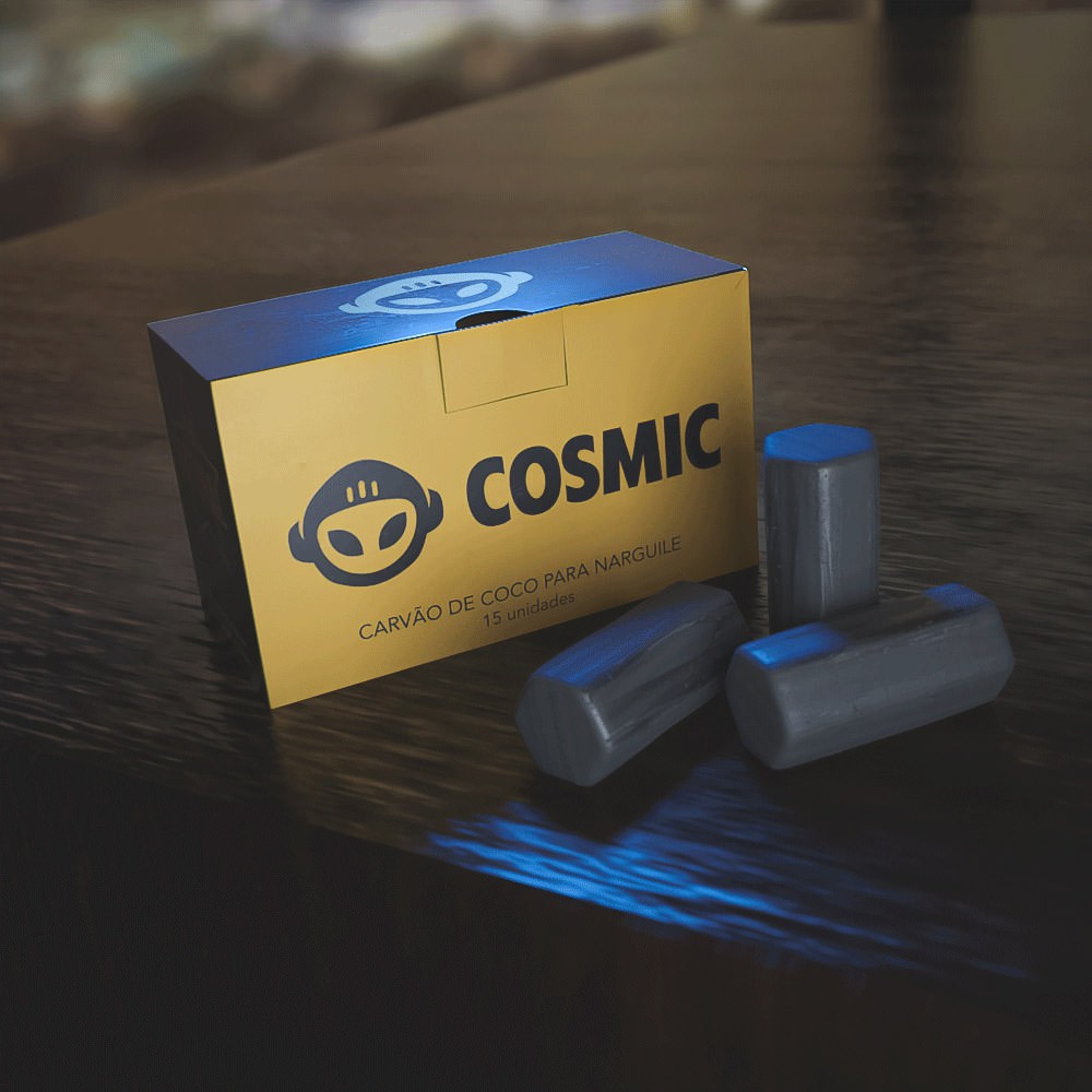 kit Carvão de Coco 1kg Longa Duração e Abafador Branco Pequeno/Médio em Alumínio - Cosmic