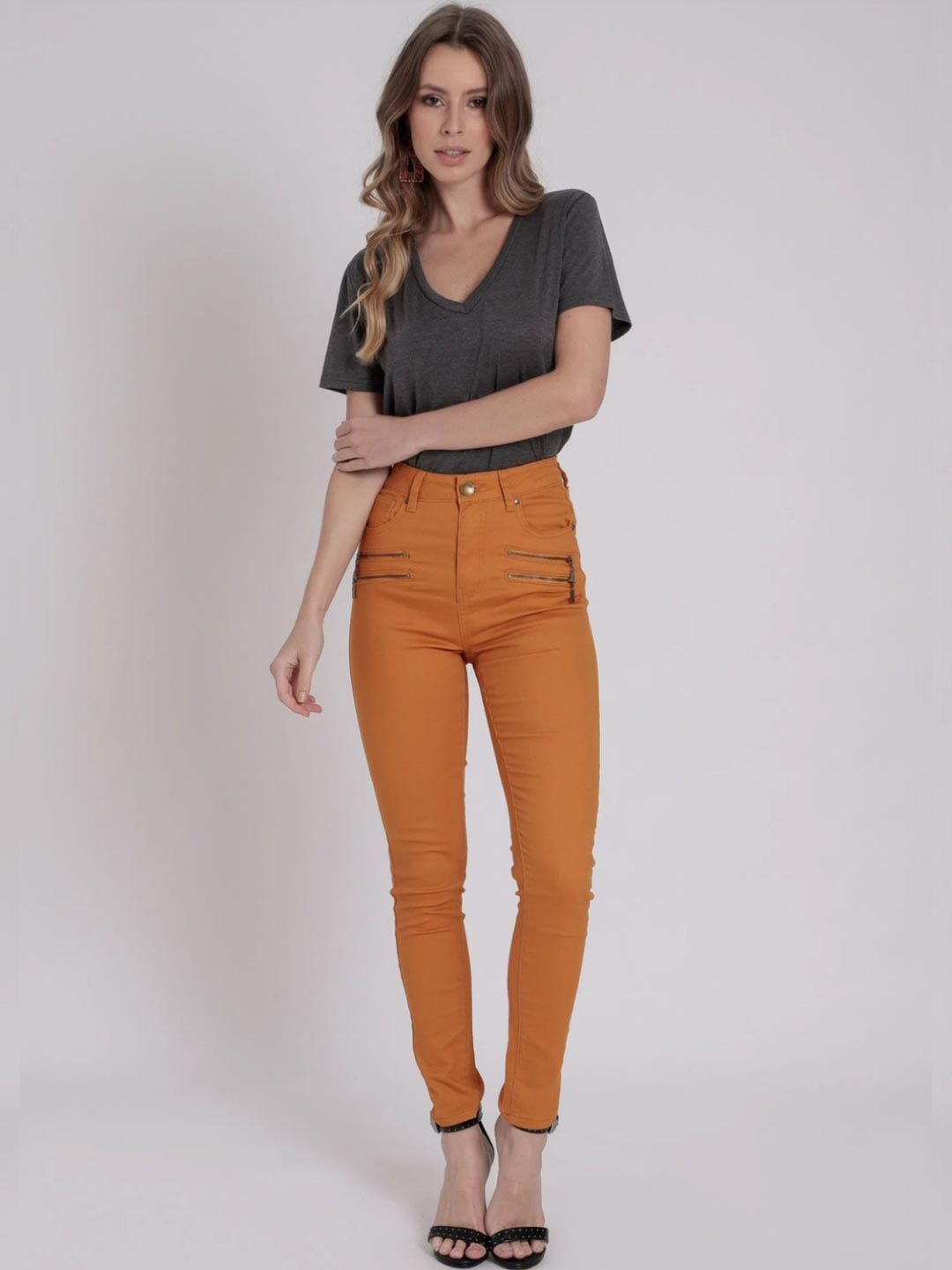 Calça Jeans Skinny Casual - Mostarda