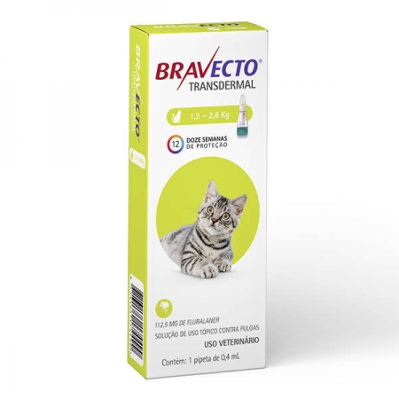 Bravecto Transdermal Gatos de 1,2 a 2,8 Kg - 112,5 mg