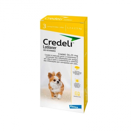 Credeli 56 mg para Cães de 1,3 a 2,5 kg - 3 comprimidos