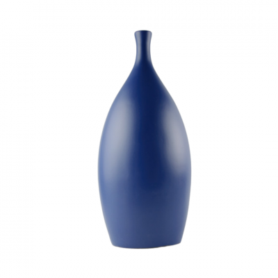 Vaso Cerâmica Garrafa Elegance Azul Matte