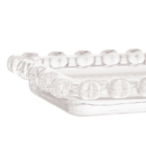 Mini Travessa Retangular de Cristal de Chumbo Coração 10,5x6,5x1,5cm