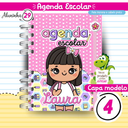 Agenda escolar menina + Chaveiro