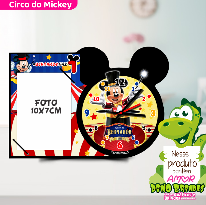 Relógio c/ porta retrato | Circo do Mickey