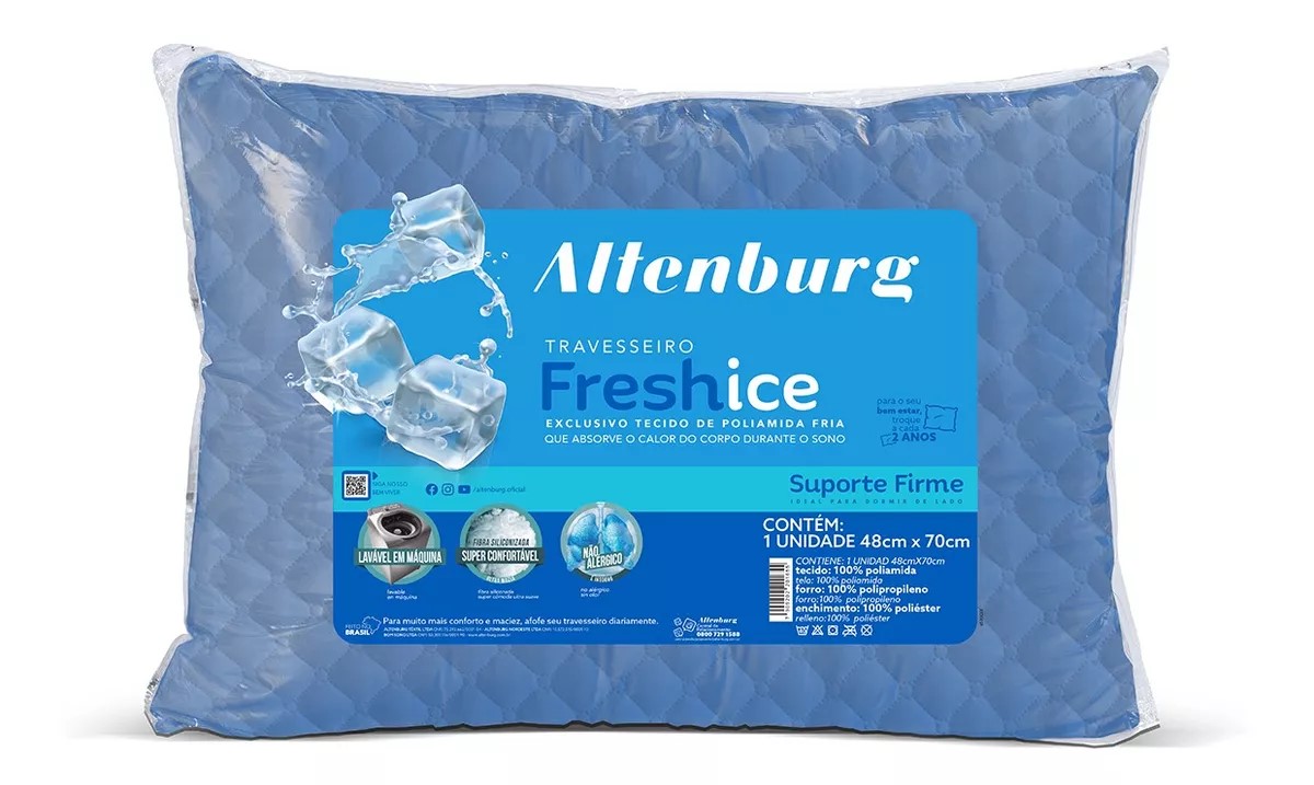 Travesseiro Gelado Altenburg Fresh Ice Suporte Firme 50x70cm