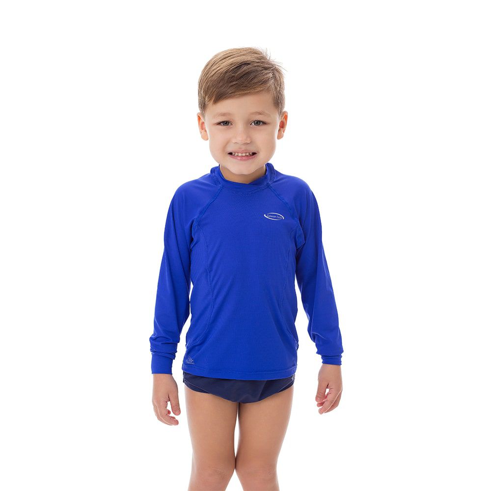 Camisa UV Masculina Infantil  +50 Lisa Azul Royal