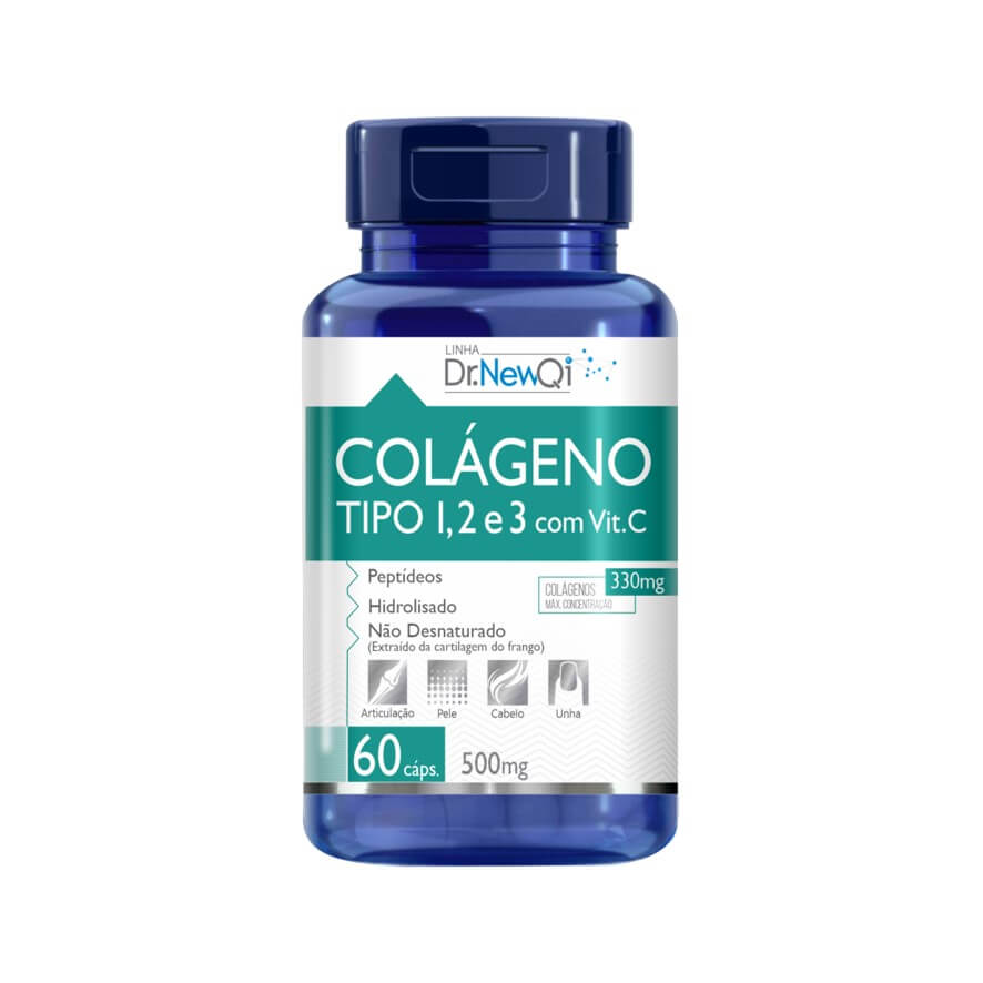 Colágeno Tipo 1, 2 e 3 60 Cápsulas Dr. New QI - Up Nutri