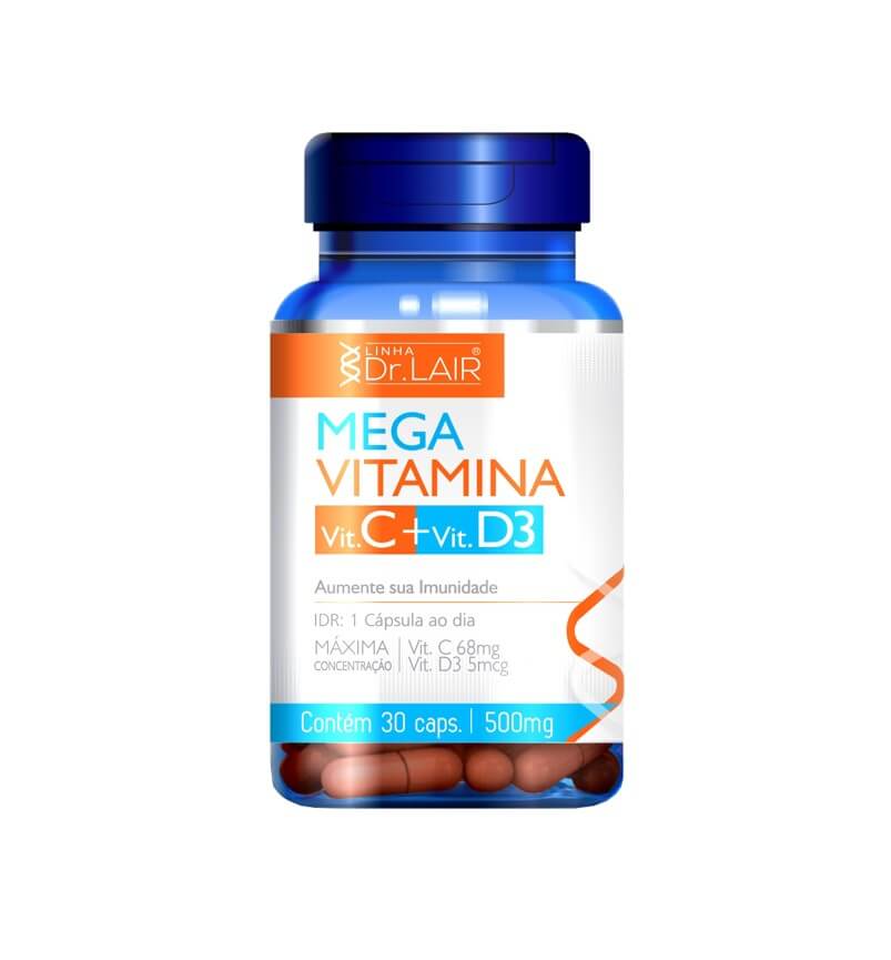 Mega Vitamina C + D3 30 Cápsulas Dr. New QI - Up Nutri