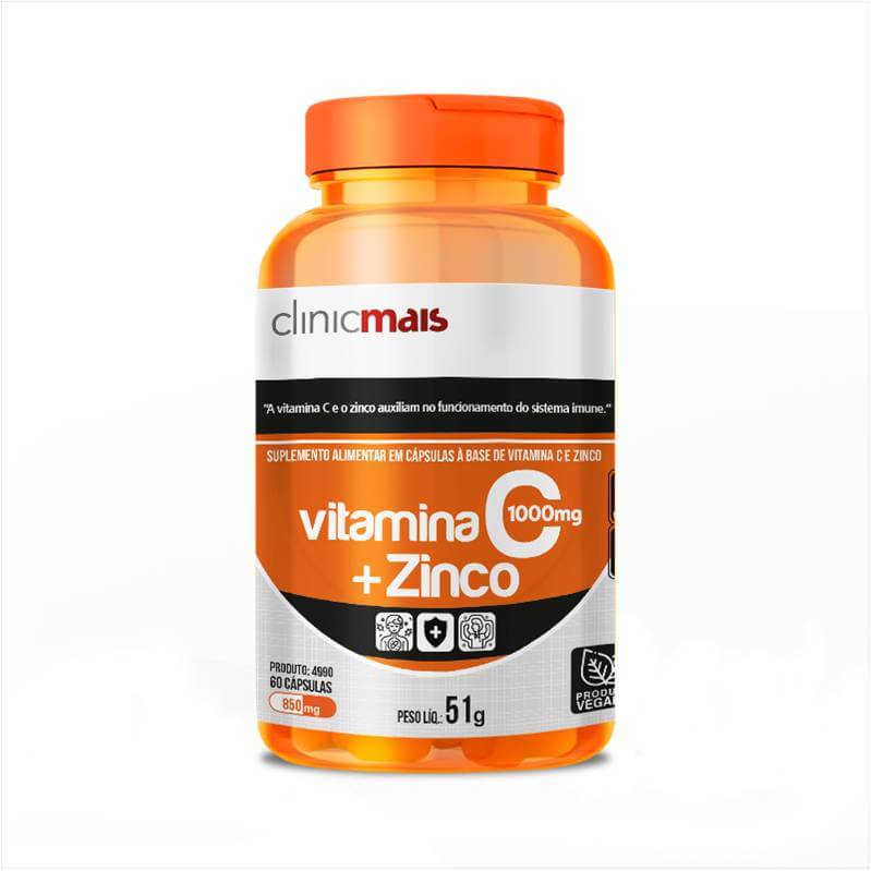 Vitamina C com Zinco 60 Cápsulas - Clinic Mais