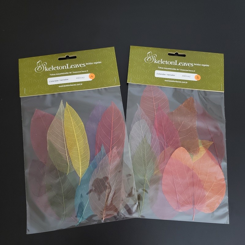 Kit folhas mini, P, M e G - multicoloridas (80 unidades)