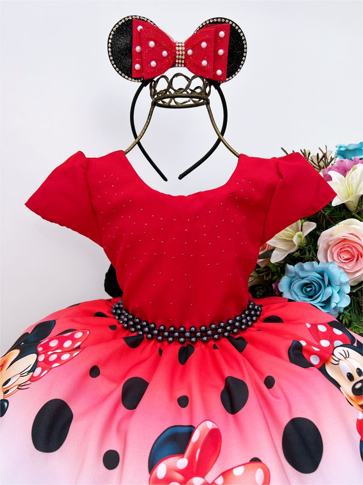 Vestido Infantil Minnie Vermelho Luxo