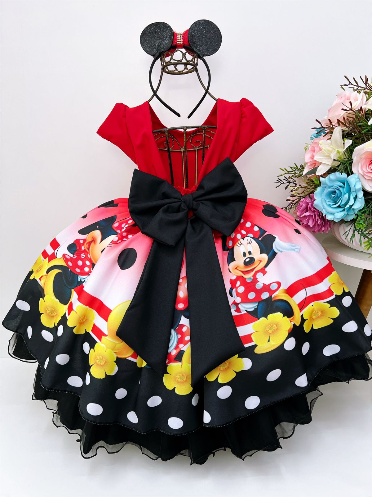 Vestido Infantil Minnie Vermelho Luxo