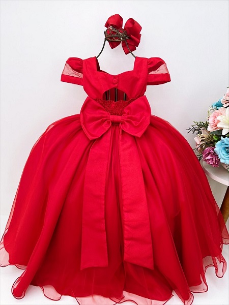 Vestido Infantil Vermelho Super Luxo