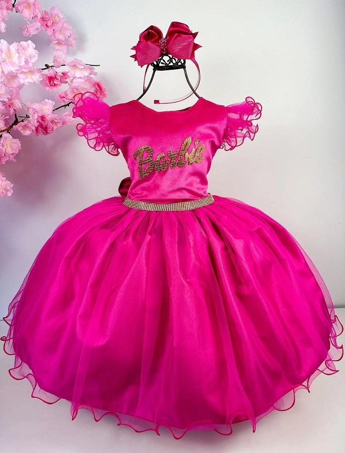 Vestido Princesa Belli Temático Barbie Pink