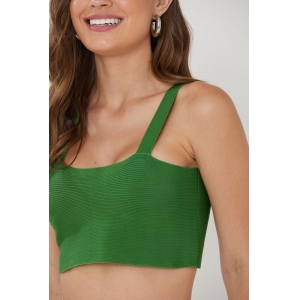 Top faixa de tricot cropped com alças - Verde