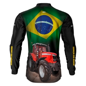 Camisa Agro BRK Preta de Trator Brasil com UV50 +