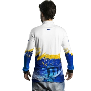 Camisa de Pesca BRK Amarela e Azul Tucunaré com UV50 +