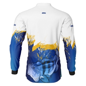 Camisa de Pesca BRK Amarela e Azul Tucunaré com UV50 +