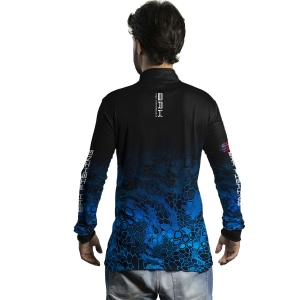 Camisa de Pesca BRK Criptek Preto e Azul com UV50 +