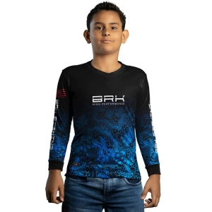 Camisa de Pesca BRK Criptek Preto e Azul com UV50 +