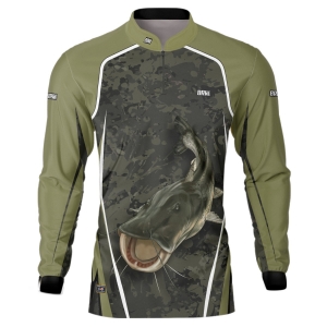 Camisa de Pesca BRK Piraíba Camuflada Verde com UV50 +