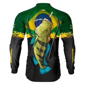 Camisa de Pesca BRK Black Tucuna Brasil com UV50 +Envio Imediato