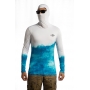 Camisa de Pesca Ninja BRK com Capuz Branco e Azul com UV50 +