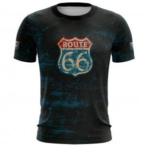 Camiseta Motociclista BRK Azul Route 66 U.S com UV50 +