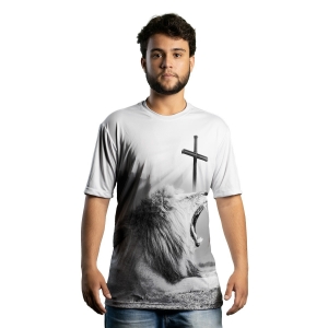 Camiseta Evangélica Brk Leão de Judá Cristo com UV 50+