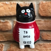 Cofre Decorativo Gatinho "Te amo Xoxo" Porcelana