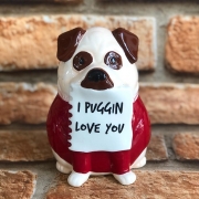 Cofre Decorativo Pug "I Puggin LoveYou" Porcelana