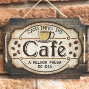 Placa Decorativa "Cantinho do Café, Melhor Hora do Dia"