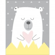 Placa Decorativa Cinza Ursinho Polar Branco