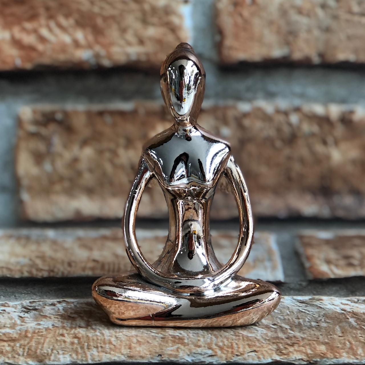 Estatueta Decorativa Yoga Rose Gold de Porcelana 
