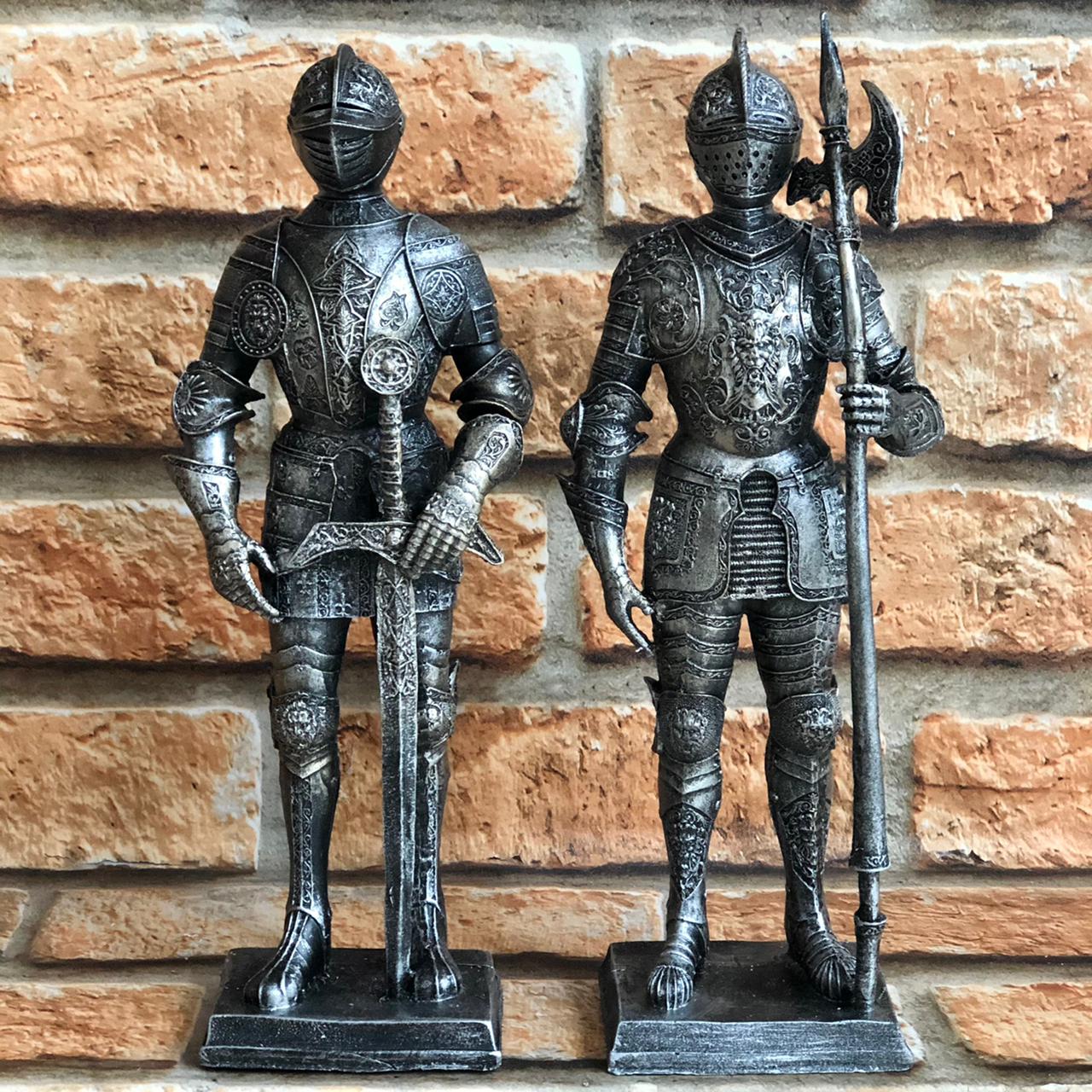 Estatueta Decorativa Soldado Guerreiro Medieval Resina