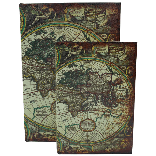 Livro Caixa Decorativo com 2 peças Mapa Mundi