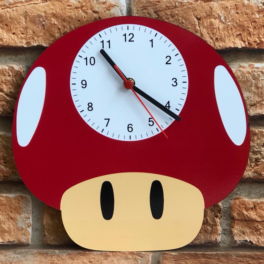 Relógio de Parede MDF Beek Mario Super Cogumelo