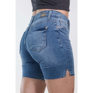 Bermuda Jeans Básica Feminina Barra Desfiada Anticorpus
