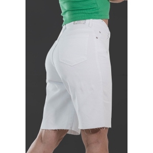 Bermuda Jorts Jeans Branco Feminina Alta Desfiada Anticorpus