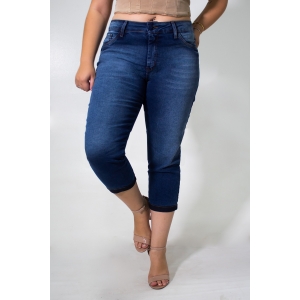 Calça Capri Jeans Plus Size Feminina Alta Strech Anticorpus