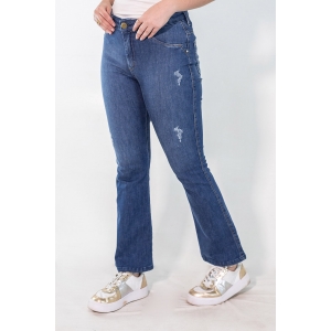 Calça Flare Petit Jeans Puídos Feminina Elastano Anticorpus