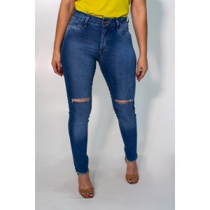 Calça Jeans Skinny Feminina Alta Rasgada Desfiada Anticorpus